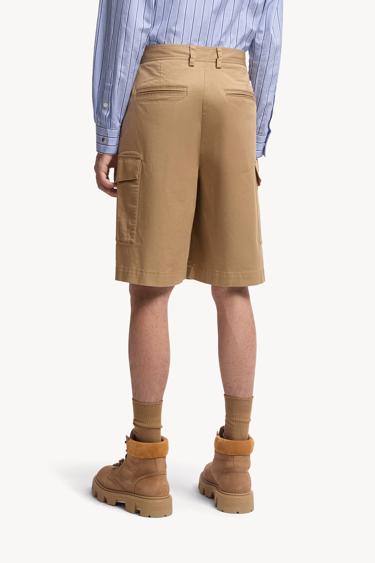 Cotton Gabardine Cargo Shorts Men Beige Moncler 5
